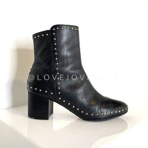 Minimalist | Schutz Black Leather Studded Ankle Boot | Refurbished Sole | Edgy